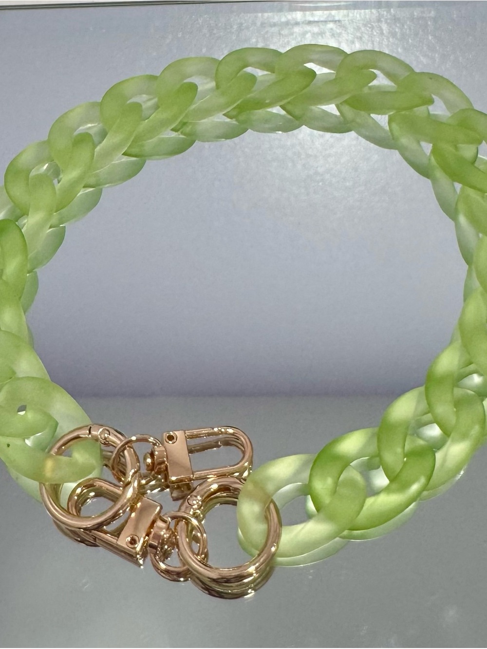 New Green Bag Chain 18 inches with Gold Hardware
